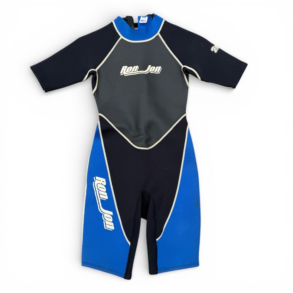 Ron Jon 2mm Neoprene Shorty Wetsuit Blue Black Youth Kids Surf Coastal